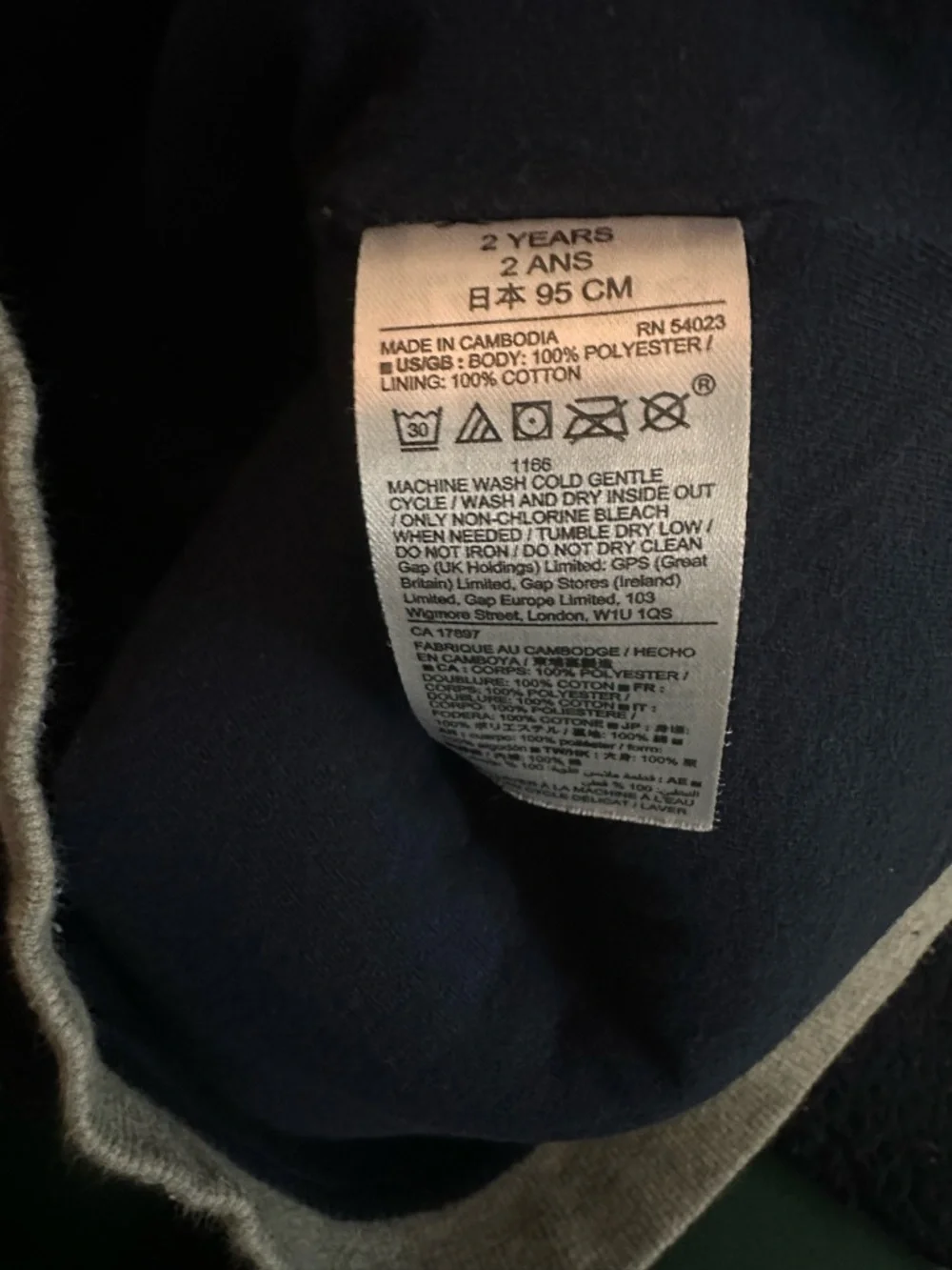 GAP Navy Crewneck Sweatshirt with Light Gray Trim 2T